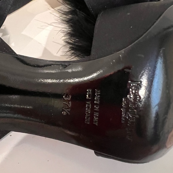 Yves Saint Laurent Black Heels with Fur Pom Poms - Picture 6 of 8